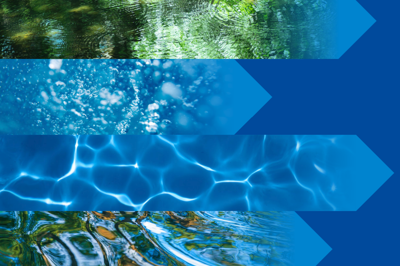 Water in arrows graphic iStock images blue background